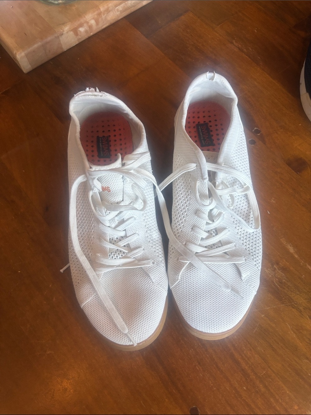Swims White Knit Lace-Up Slip-On Sneakers with Gum Sole